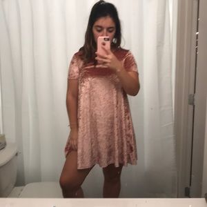 Pink velvet t shirt dress